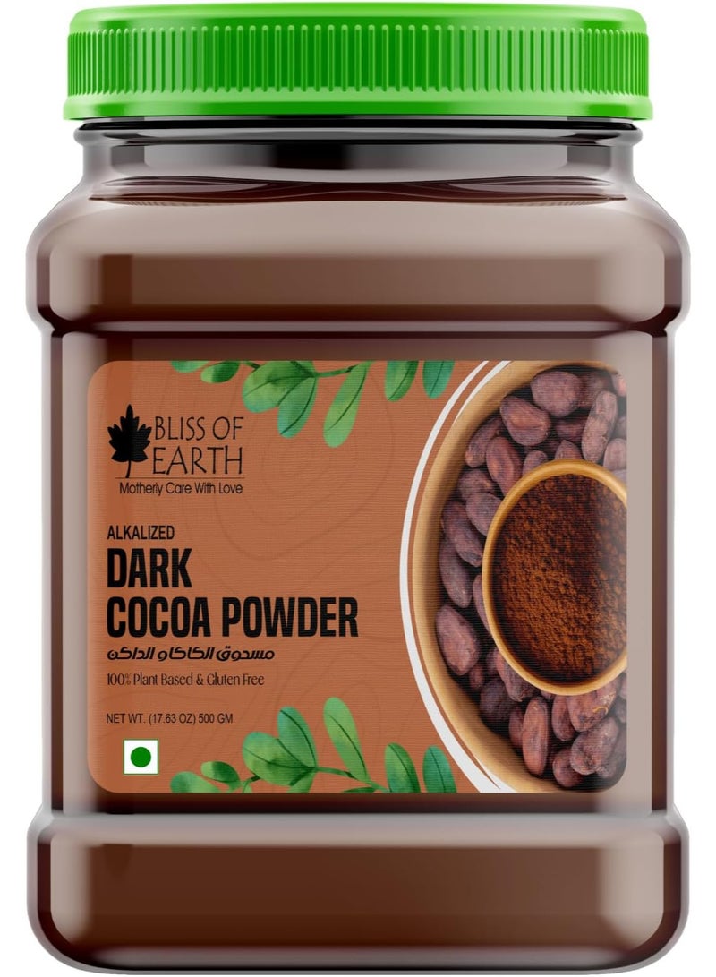 Bliss of Earth Dark Cocoa Powder 500g | Alkalized Unsweetened Cocoa Powder | Pure Baking Cocoa for Cakes, Brownies & Hot Chocolate | Vegan & Keto Friendly - Image 1